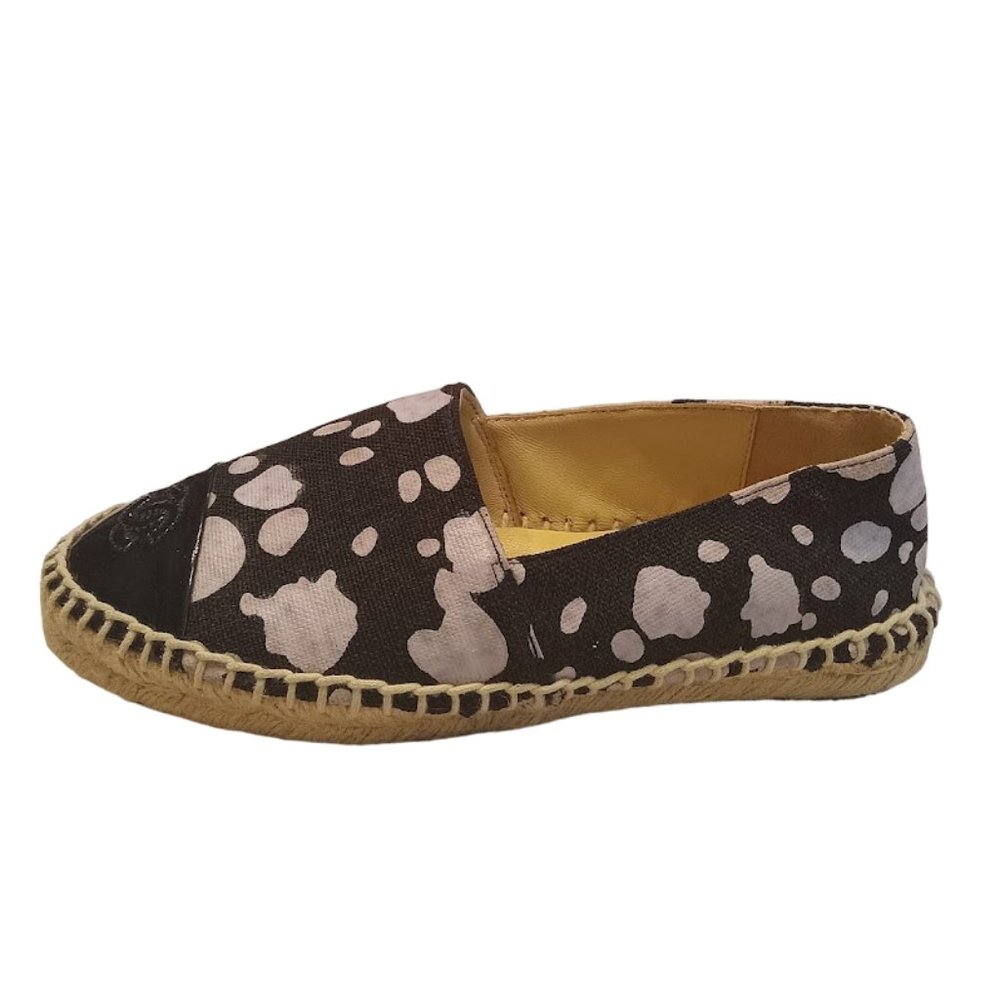 EUC | Chanel CC Patent Leather Cap-Toe Slip-on Espadrilles Loafers | Size: EU 37